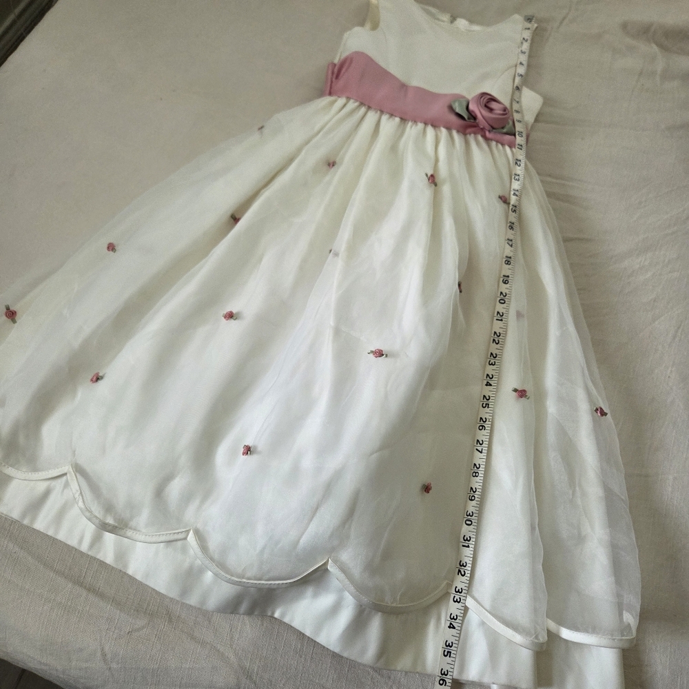 Cinderella Elegant White and Pink Kids Dress Rosebud Scallop Girls 8 - Picture 5 of 14